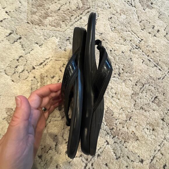 Vionic Black Leather Trimmed Flip Flop Sandals Orthotic Comfort Women's Size 9.5 - Picture 3 of 6